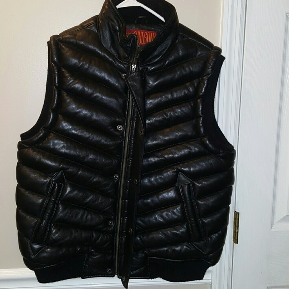 Men's Leather Puffed Vest