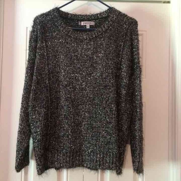 Silver black sparkle sweater. Medium.