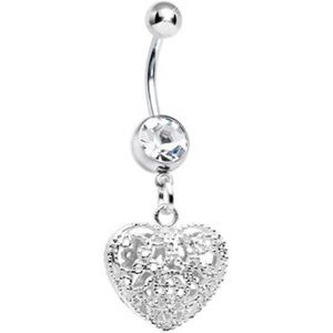 💕LAST ONE💕Silver Filigree Heart BellyButton Ring