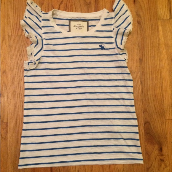 Abrecombie & Fitch blue and white striped tee