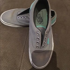 teal and grey vans