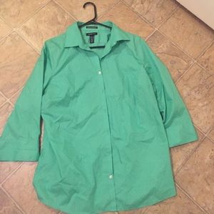 Green button up shirt