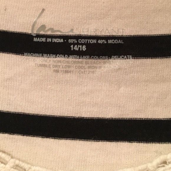 FWP Lane Bryant Striped/Lace Rouched Tee-Shirt - Picture 2 of 4