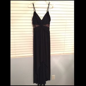 PROM / FORMAL Black and Nude Floor Length Dress
