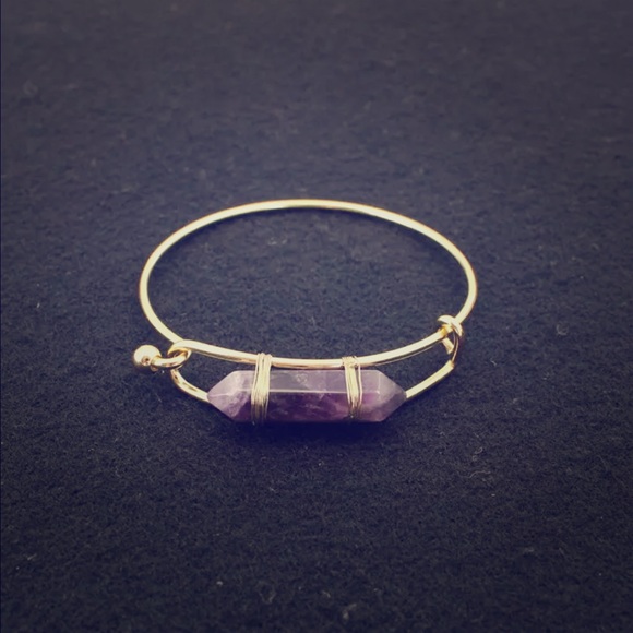 Crystal gem natural stone bangle