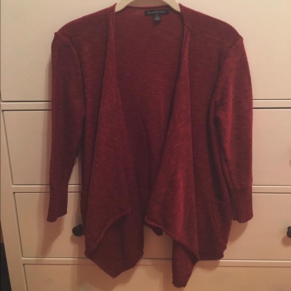 red cardigan sweater