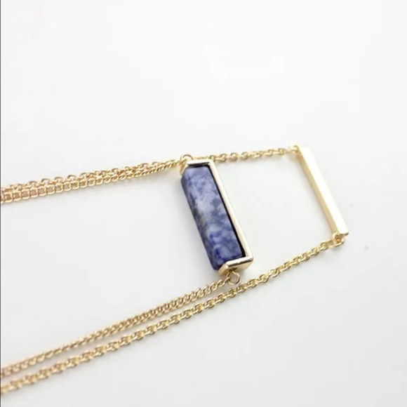 Double layer natural stone necklace