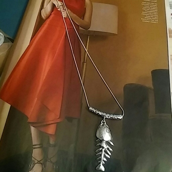 .925 sterling silver skeleton fish necklace