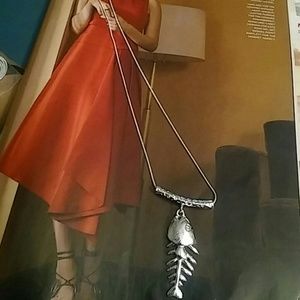 .925 sterling silver skeleton fish necklace