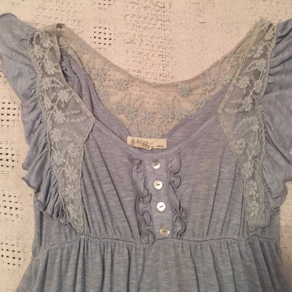 Baby Blue Flowy Blouse - Picture 2 of 3