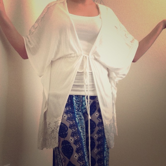 White Flowy Lace Cardigan