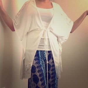 White Flowy Lace Cardigan