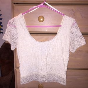 Cream/white lace crop top
