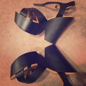 Black ankle strap sandal wedges