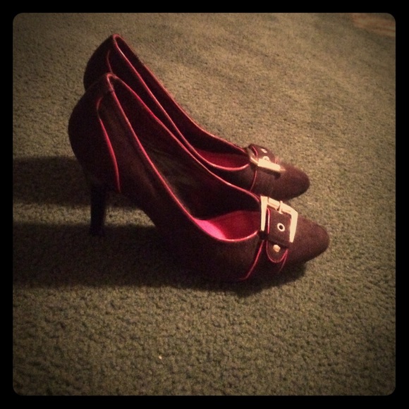Pink and black heels