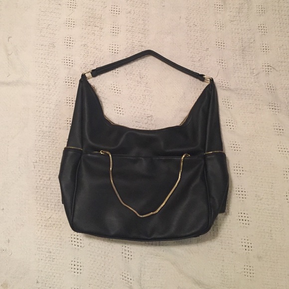 Black Hobo Bag with Gold chain - Picture 1 of 2