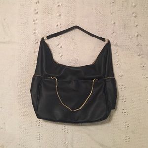 Black Hobo Bag with Gold chain