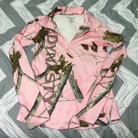 Duck Dynasty pink camo half zip up
