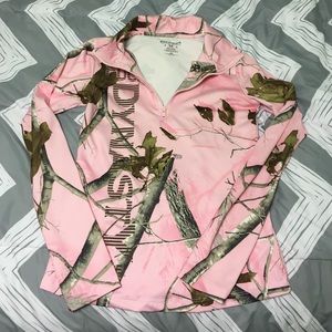 Duck Dynasty pink camo half zip up