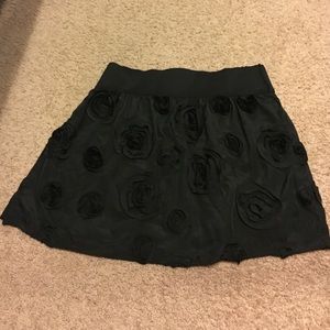 Solid black rose pattern skirt