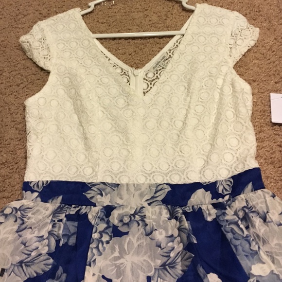 Gorgeous white lace and blue dress