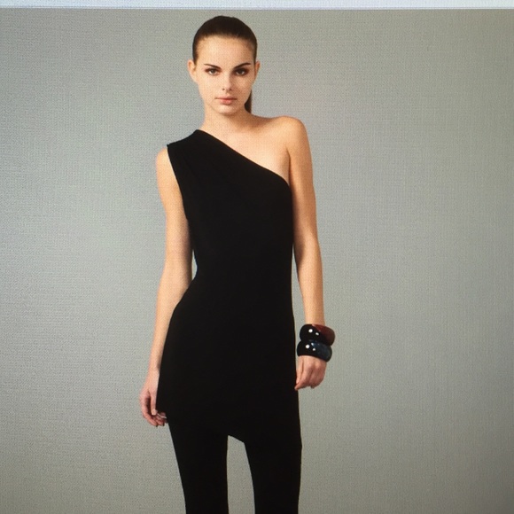 Helmet Lang black one shoulder tunic