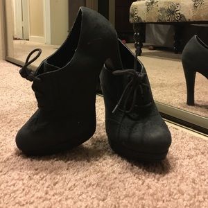 Dark grey lace up booties