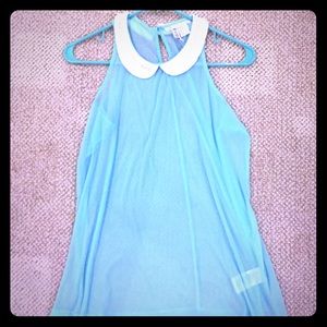 Sheer Sleeveless Blouse W/ Dainty Pearl Collar