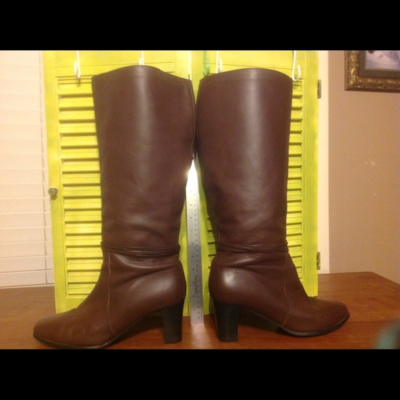 Wide calf dark brown boot.