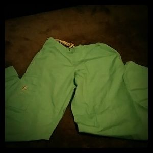 Green scrub pants.