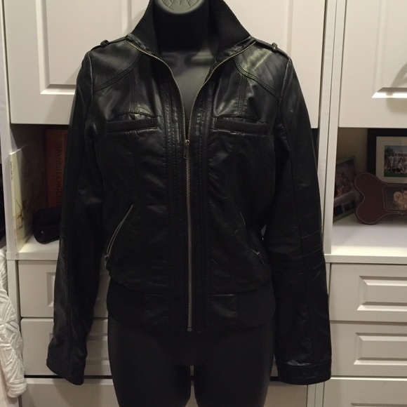 Faux leather moto jacket