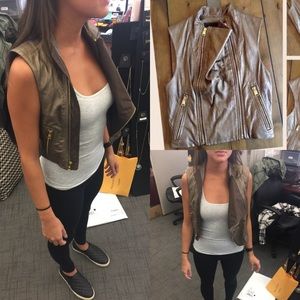 BCBG MAXAZRIA Bronze Leather Vest