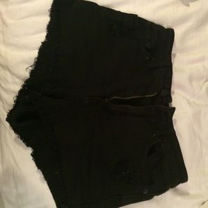 black high rise cheeky shorts