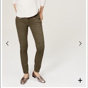 Loft Olive Green Curvy Moto Ankle Corduroy Pants.