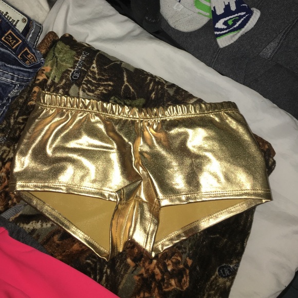 Metallic gold raver shorts