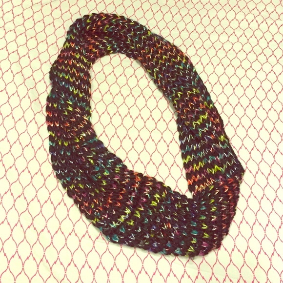 Knit Rainbow Infinity Scarf