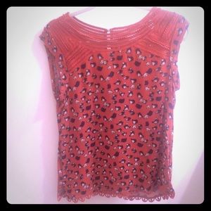 Red print anthro top