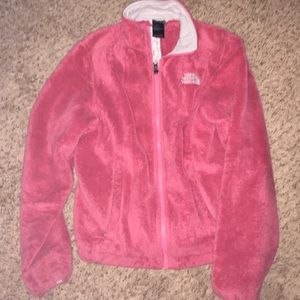 Pink Fuzzy North Face Jacket