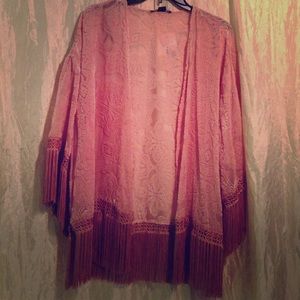 Gorgeous Pink Fringe Kimono