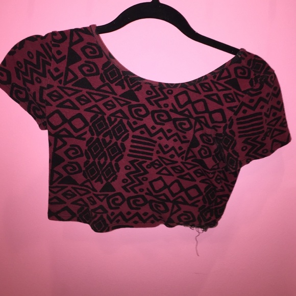 Red tribal print crop top
