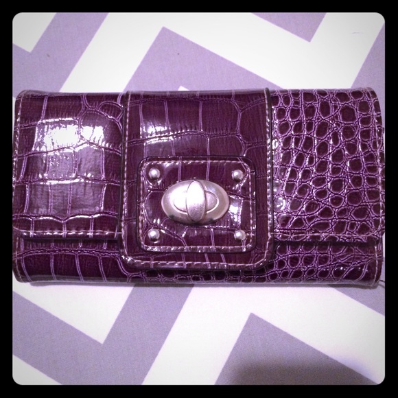 Purple Faux Leather Checkbook Wallet
