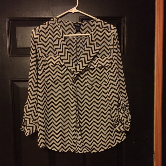 Black and white chiffon blouse