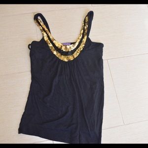 Gold and black sequin top