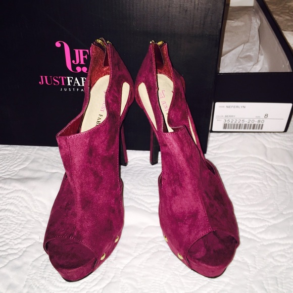 JustFab raspberry suede high heel pumps sz8 - Picture 1 of 3