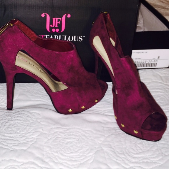 JustFab raspberry suede high heel pumps sz8 - Picture 2 of 3