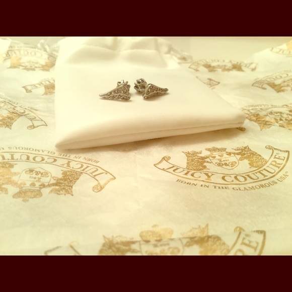 Juicy Couture silver angel wing earrings