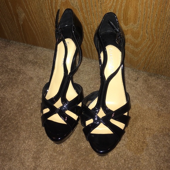 Strapped peep toe heels