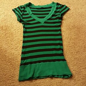 Planet Gold teal and black striped shirt