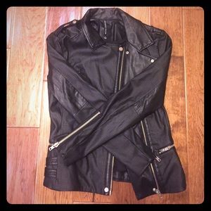 Black Faux Leather Jacket by Walter Baker