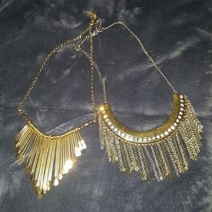 2 chunky gold necklaces
